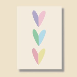 Postkarte A6 "bunte Herzen"