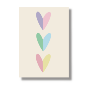 Postkarte A6 "bunte Herzen"